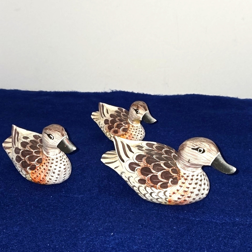 Wooden Ducks 3 Piece Set Handmade and Hand Painted Indonesia